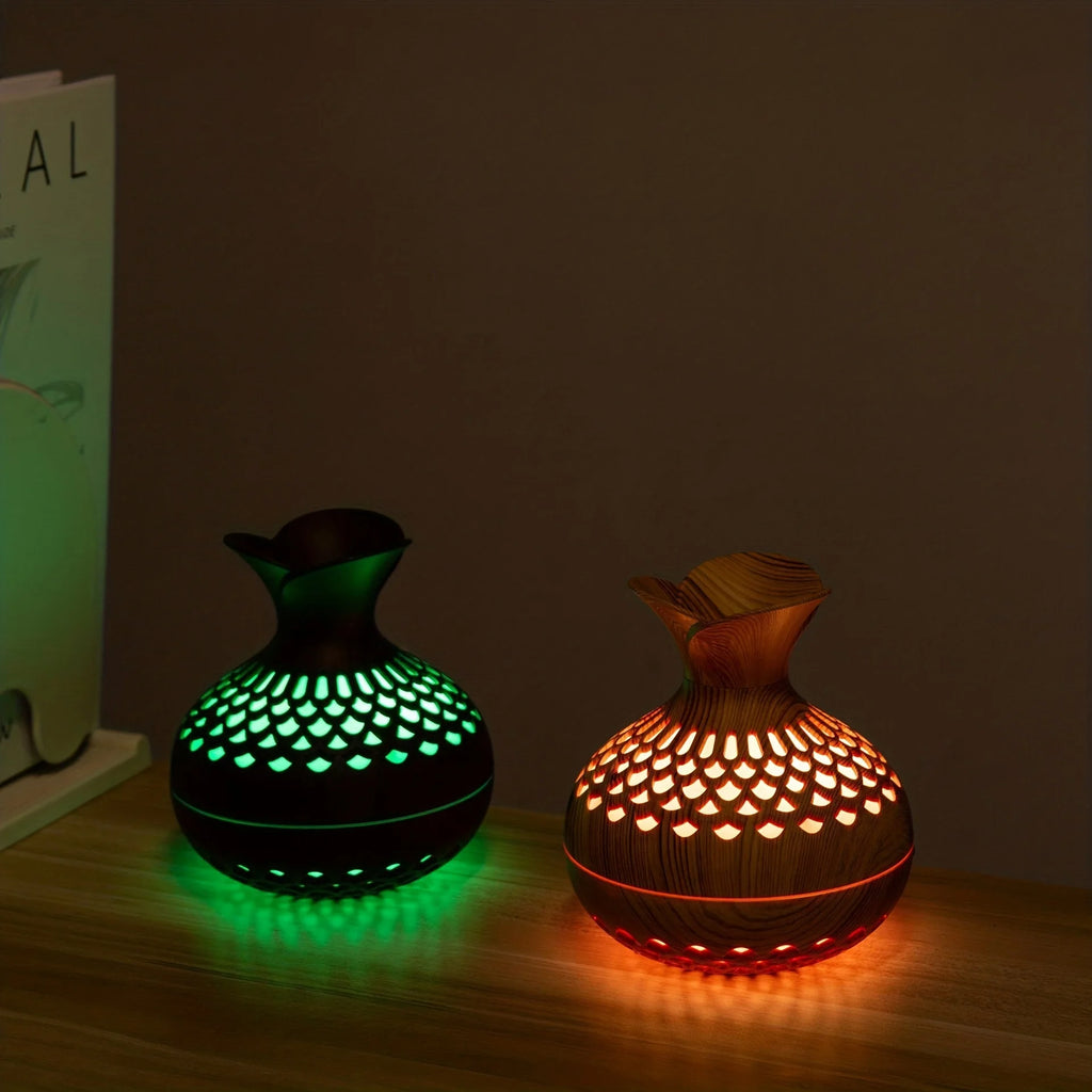 Houten Luchtbevochtiger 300ml - LED & Aromatherapie