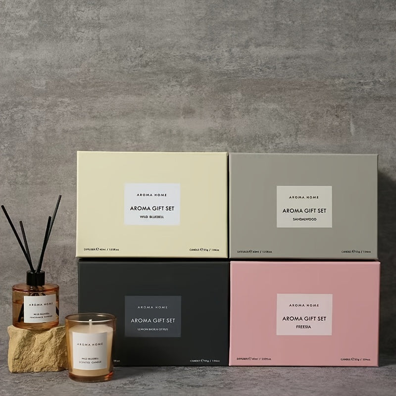 Geurkaars Cadeauset - 4 Kleuren Luxe Giftbox